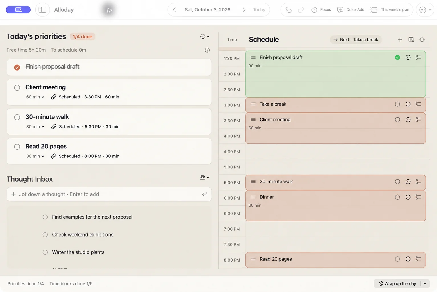 Localized completed view: the proposal draft has a checkmark and strikethrough.